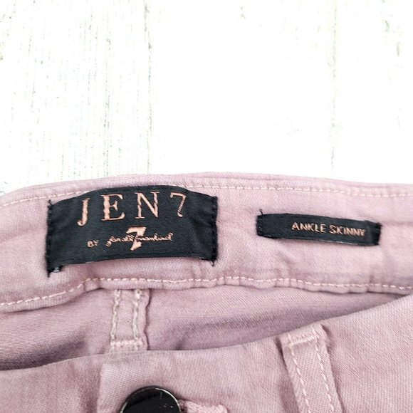 JEN7 by 7 FOR ALL MANKIND High Waist Pink Skinny Jeans Size 2 EUC - Picture 6 of 10